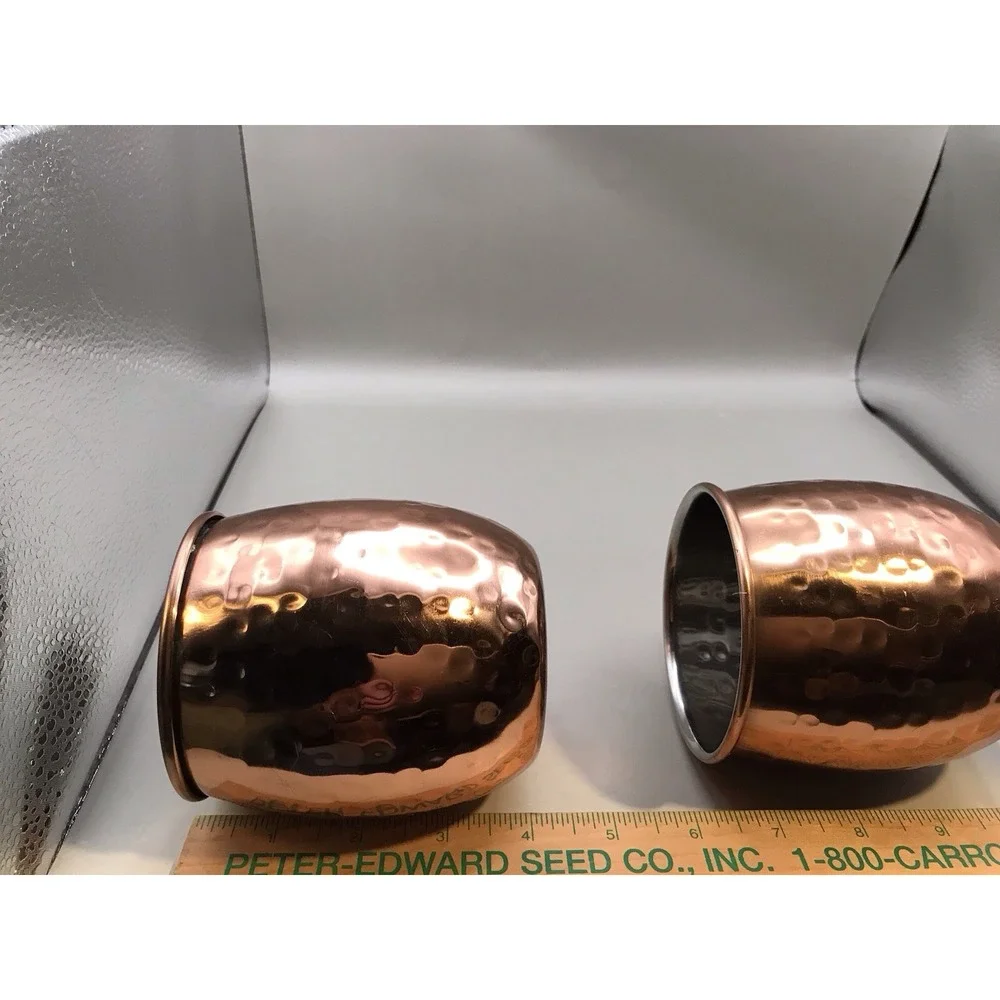 Pair of Pier 1 Moscow‎ Mule Mugs Hammered Copper Stainless steel